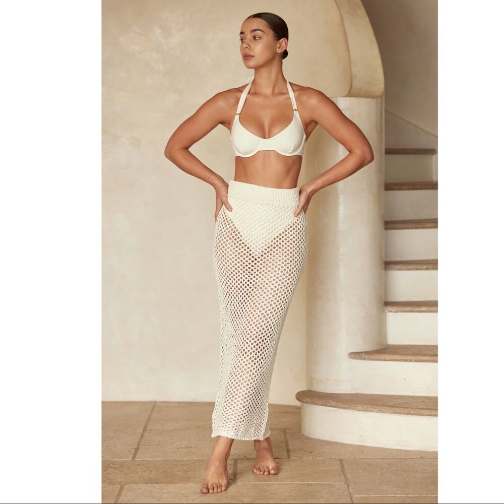 MONDAY SWIMWEAR Cape May Skirt - Ivory Crochet Size P